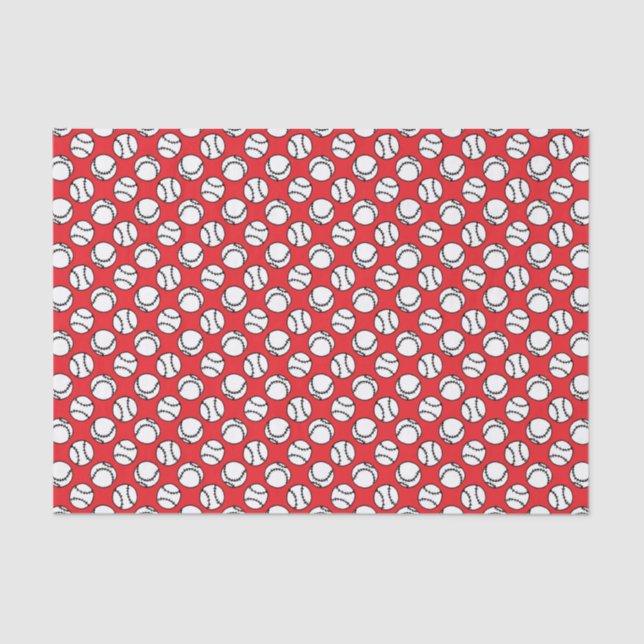 Baseballs Pattern on Red Tissue Paper (Front)