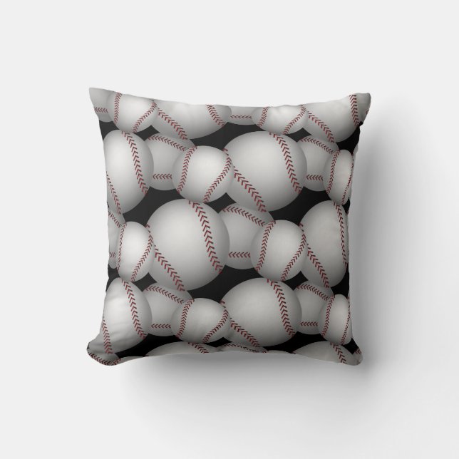 Baseballs Pattern Throw Pillow (Front)