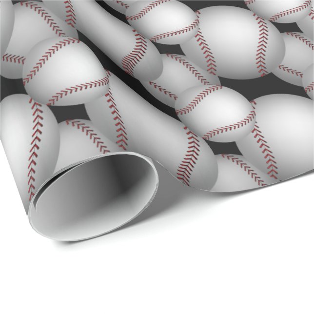 Baseballs Pattern Wrapping Paper (Roll Corner)