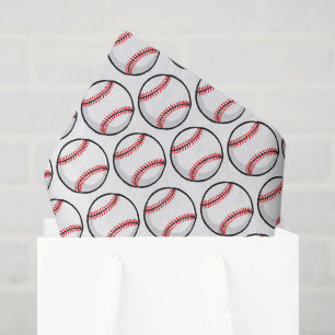 Baseballs Red White Sports Team Gifts Tissue Paper