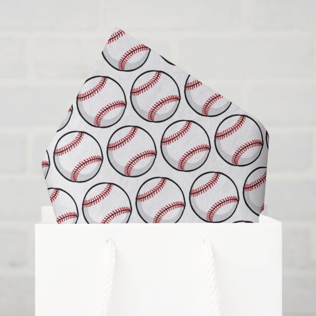 Baseballs Red White Sports Team Gifts Tissue Paper (Gift Bag)