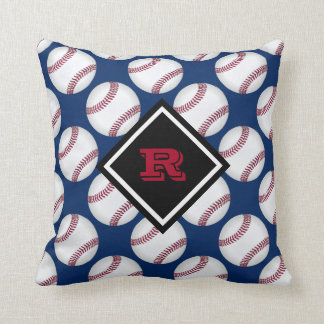 Baseballs Sport Pattern Name Red White Blue Throw Pillow