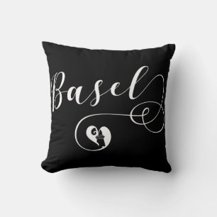 Basel Flag Heart, Switzerland, Basle Throw Pillow