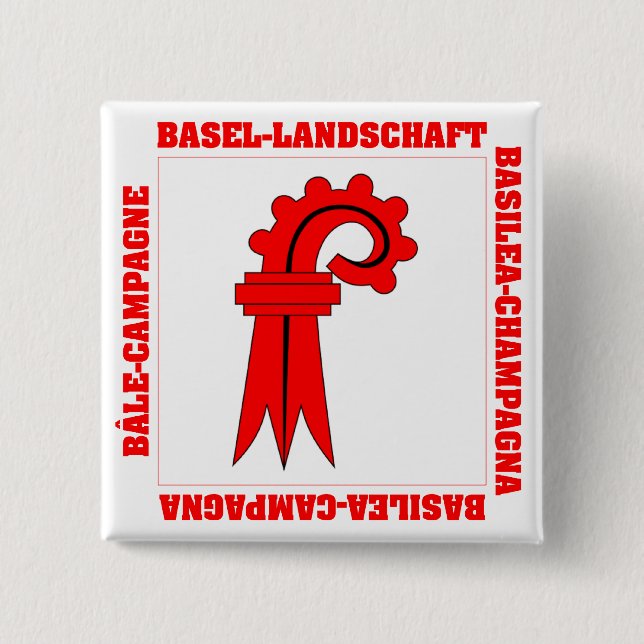 Basel Landschaft Switzerland Flag 2 Inch Square Button (Front)