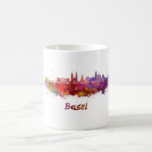 Basel skyline in watercolor coffee mug