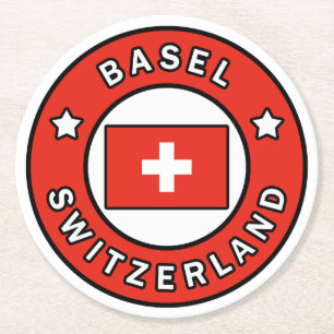 Basel Switzerland Round Paper Coaster