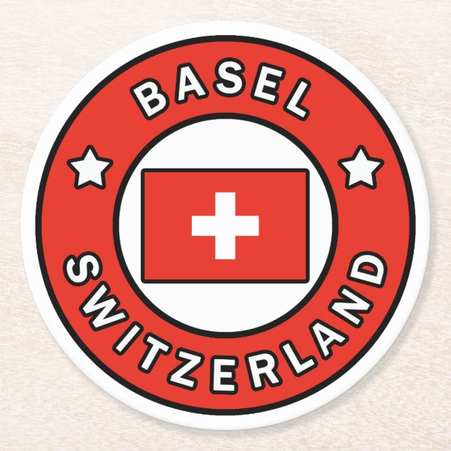 Basel Switzerland Round Paper Coaster (Front)