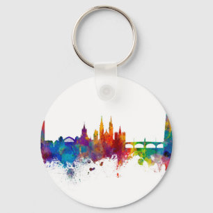 Basel Switzerland Skyline Keychain