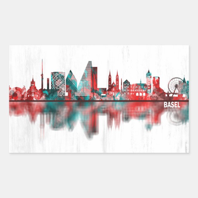 Basel Switzerland Skyline Sticker (Front)