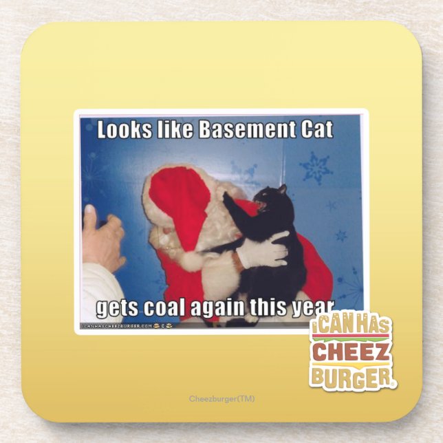 Basement Cat gets coal Coaster (Front)