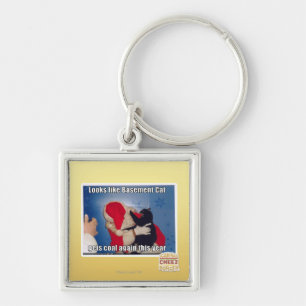 Basement Cat gets coal Keychain