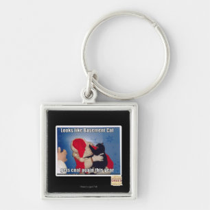 Basement Cat gets coal Keychain