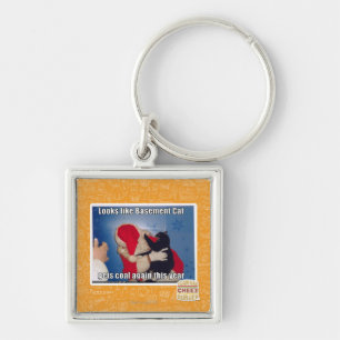 Basement Cat gets coal Keychain