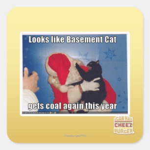 Basement Cat gets coal Square Sticker