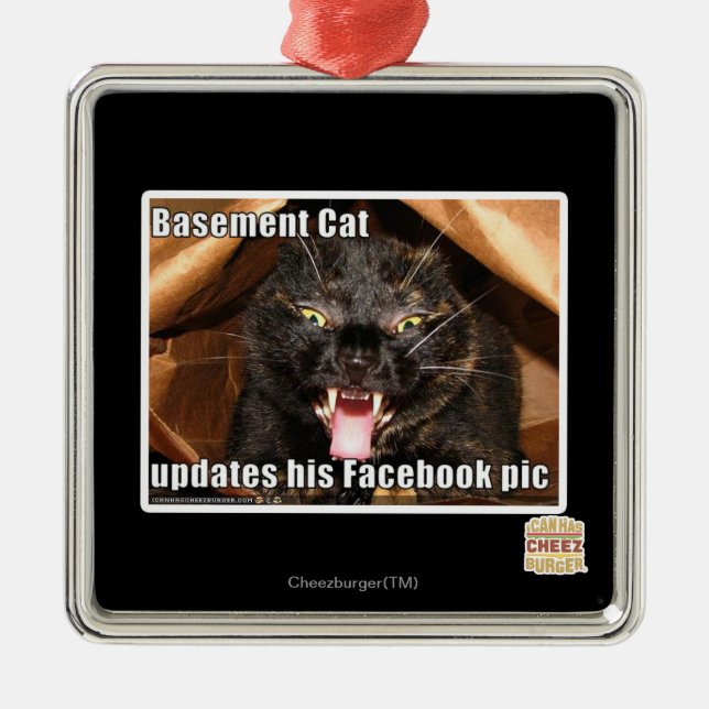 Basement Cat Metal Ornament (Front)