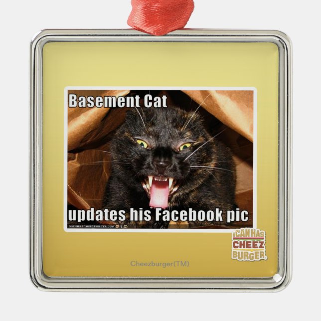 Basement Cat Metal Ornament (Front)