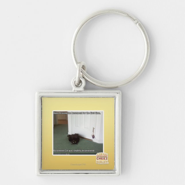 Basement Cat, slightly disoriented Keychain (Front)