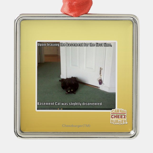 Basement Cat, slightly disoriented Metal Ornament (Front)