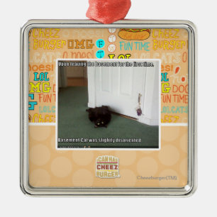 Basement Cat, slightly disoriented Metal Ornament