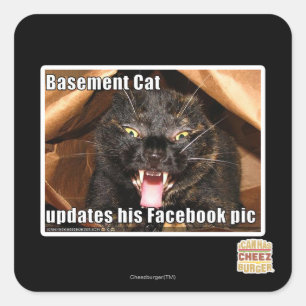 Basement Cat Square Sticker