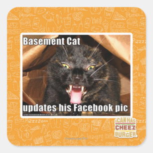 Basement Cat Square Sticker