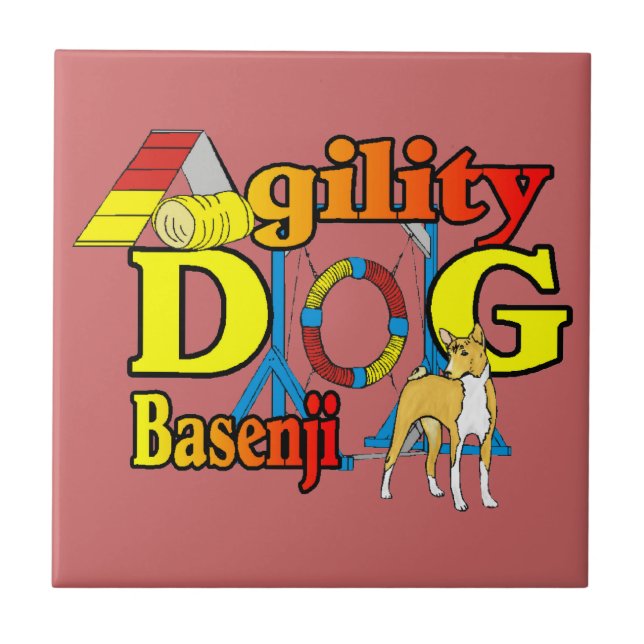 Basenji Agility Dog Tile (Front)