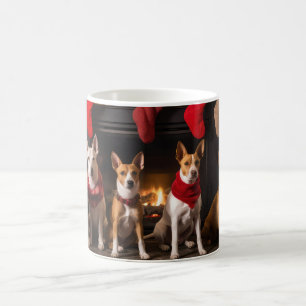 Basenji by the Fireplace Christmas Coffee Mug
