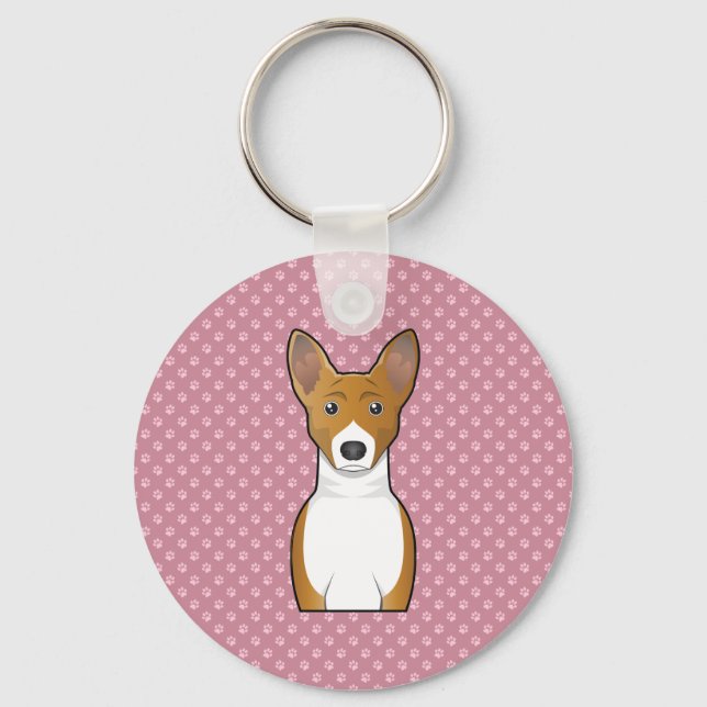 Basenji Cartoon Keychain (Front)