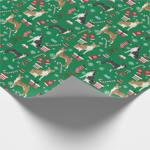 Basenji Christmas Dogs Candy Canes Green Pattern Wrapping Paper