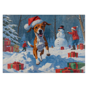 Basenji Christmas Festive Snow Scene Cutting Board