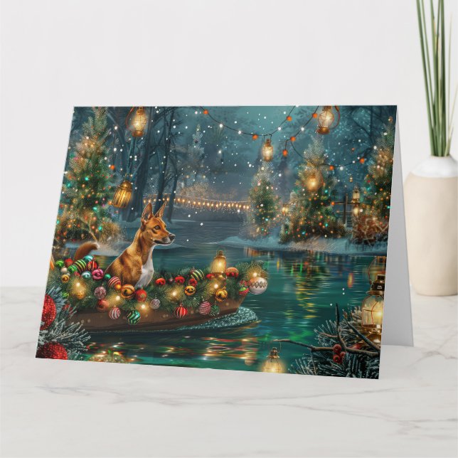 Basenji Christmas Festive Voyage Card (Front)