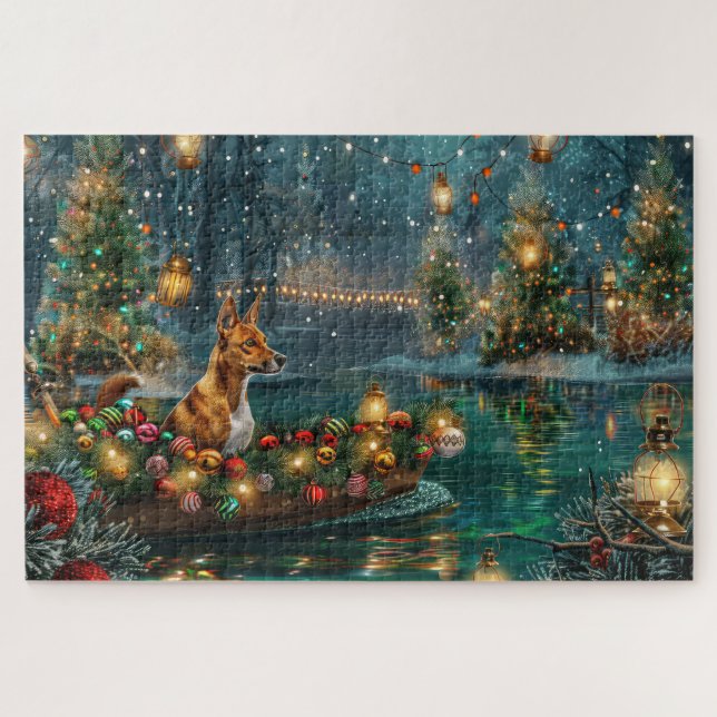 Basenji Christmas Festive Voyage Jigsaw Puzzle (Horizontal)