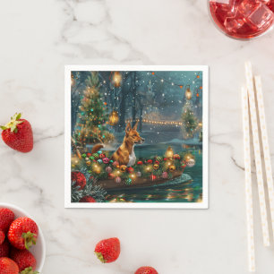 Basenji Christmas Festive Voyage Napkin