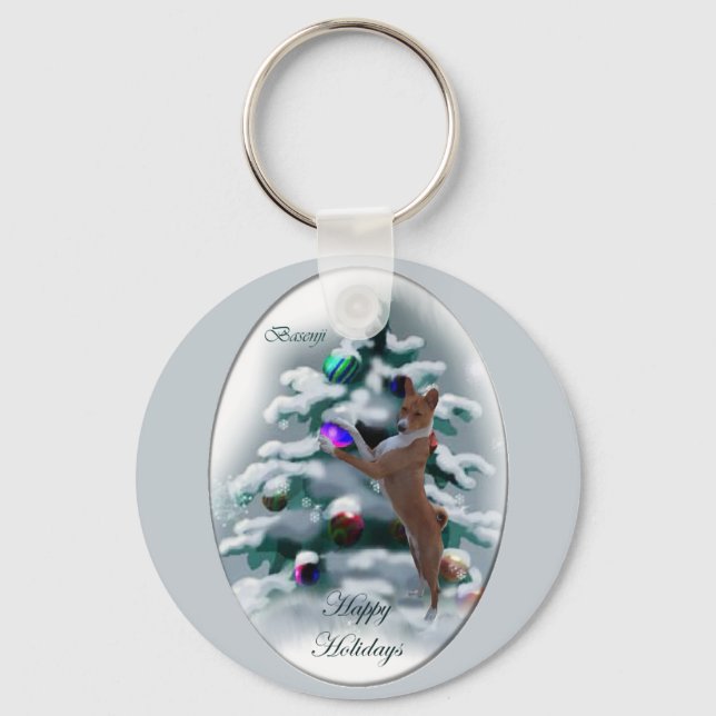 Basenji Christmas Gifts Keychain (Front)