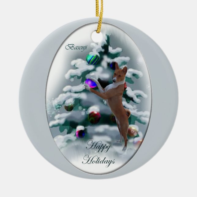 Basenji Christmas Gifts Ornament (Front)