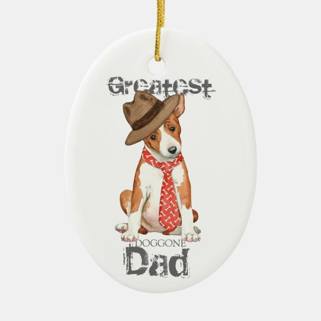 Basenji Dad Ceramic Ornament (Front)