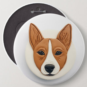Basenji Dog 3D Inspired 6 Inch Round Button