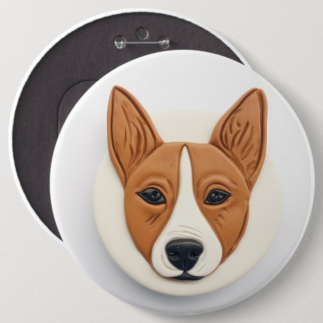 Basenji Dog 3D Inspired 6 Inch Round Button (Front & Back)