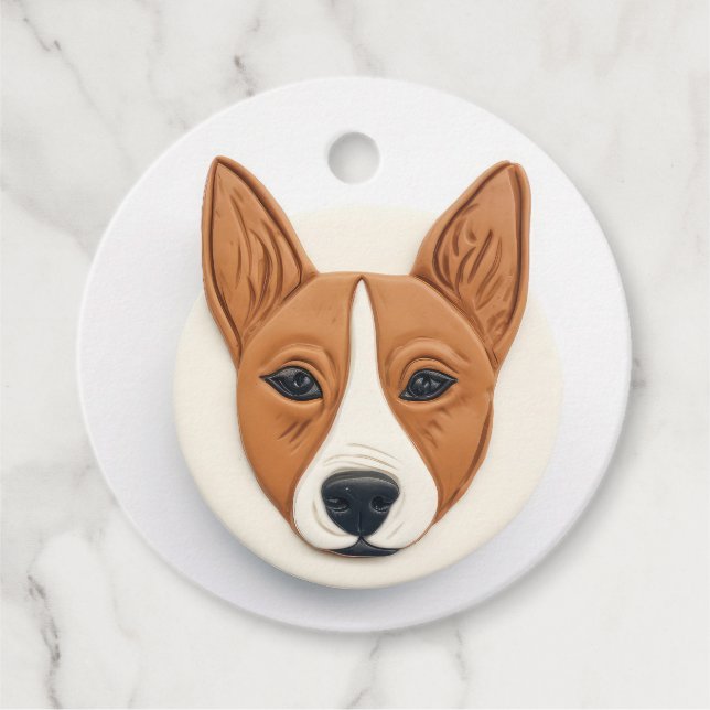 Basenji Dog 3D Inspired Favour Tags (Front)