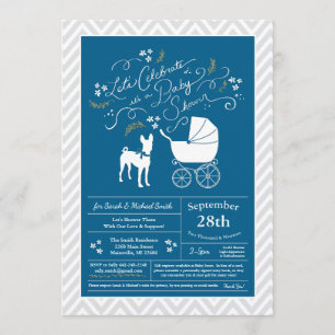 Basenji Dog Baby Shower Boy Blue Invitation