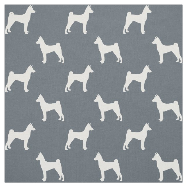 Basenji Dog Breed Silhouettes Patterned Fabric (Swatch)
