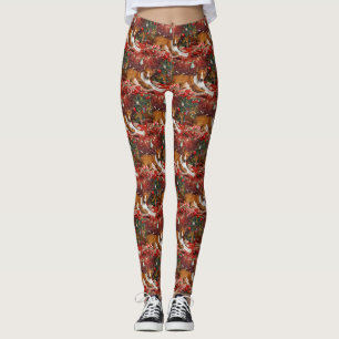 Basenji Dog Christmas Festive Leggings