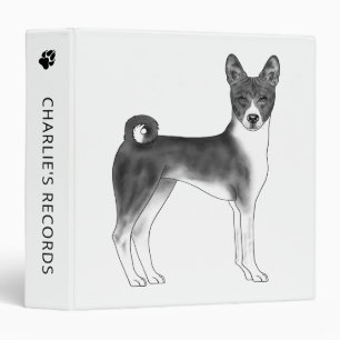 Basenji Dog In Black And White With Custom Text Binder