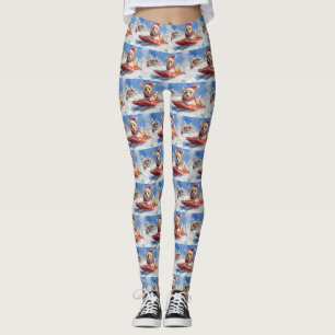 Basenji Dog in Sledge Let it Snow Christmas Leggings