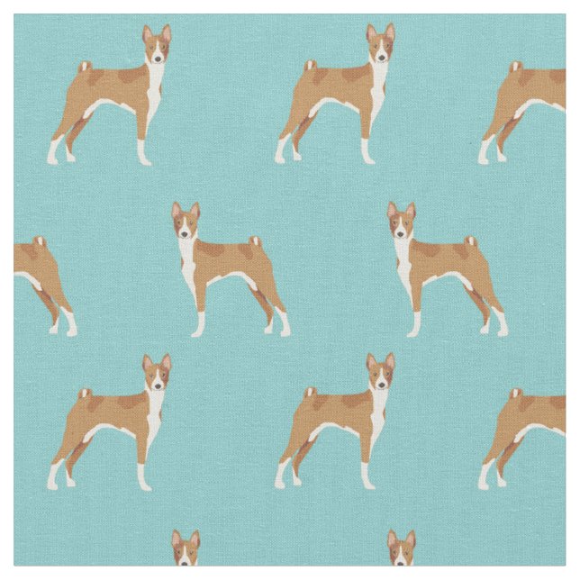 Basenji dog light blue fabric (Close Up)