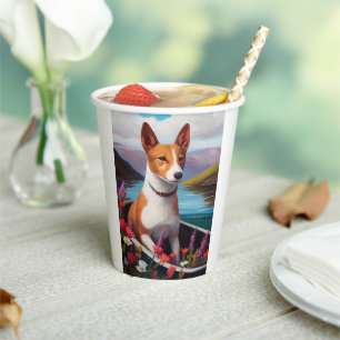 Basenji Dog on a Paddle: A Scenic Adventure Paper Cups