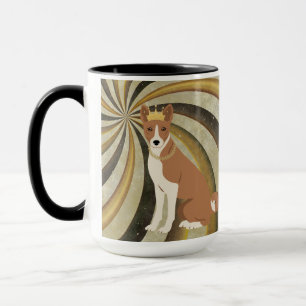 Basenji Dog Red and White on Swirled Background Mug