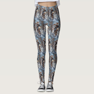 Basenji Dog Riding Motorcycle Christmas  Leggings