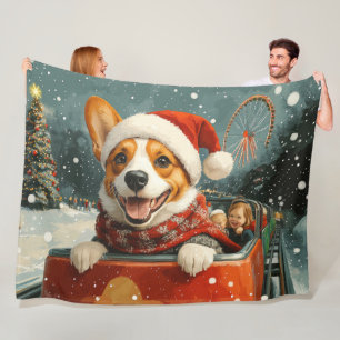 Basenji Dog Roller Coaster Christmas Fleece Blanket