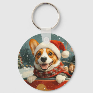 Basenji Dog Roller Coaster Christmas Keychain